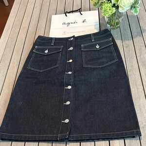 Agnes B. Dark Blue Denim Skirt NWOT